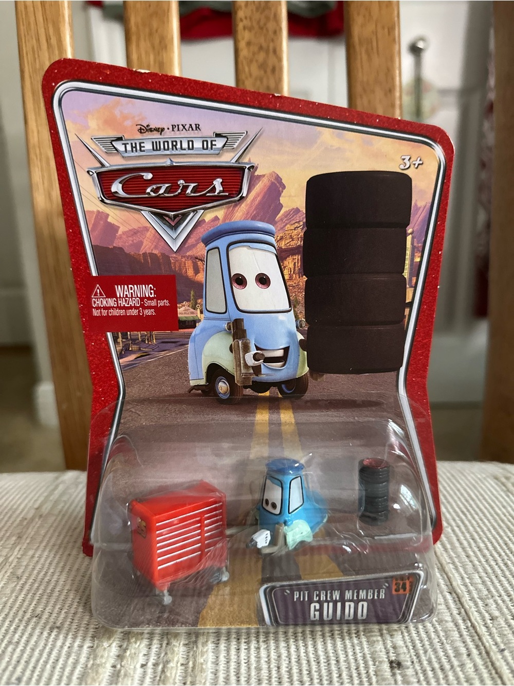Disney Cars Guido Pit Crew Figure with Red Toolbox. 2008 World of Cars